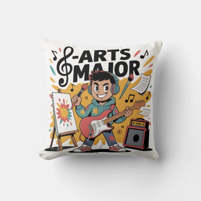 Coussin Arts Major Boy - Illustration Création unique (Recto)