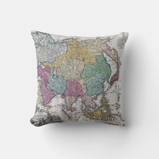 Coussin asiatique vintage de carte (Recto)