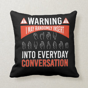 Coussin ASL American Sign Language Interprète Sourd