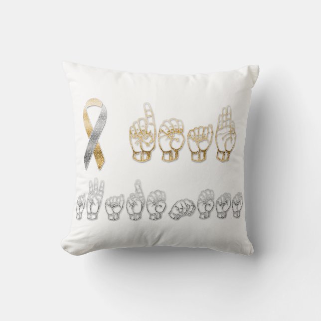 Coussin ASL American Sign Language Sensibilisation des sou (Recto)