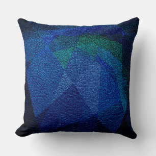 Coussin Aspect Cuir Bleu