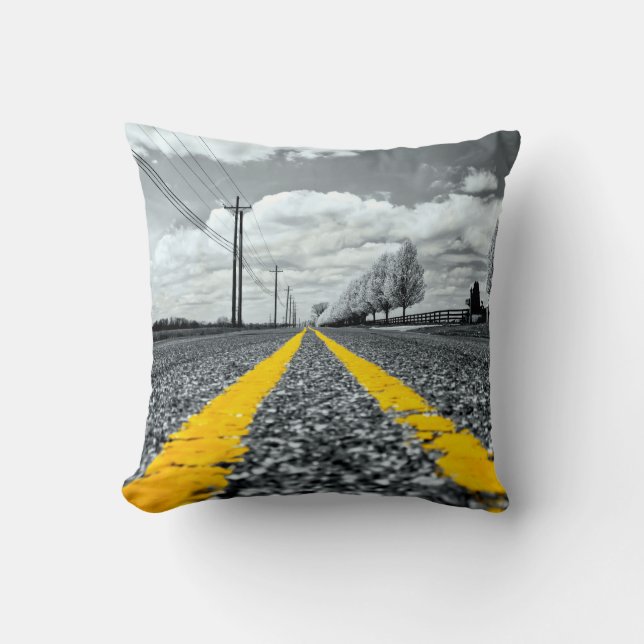 Coussin Asphalt Jaune Road Photographie créative (Recto)