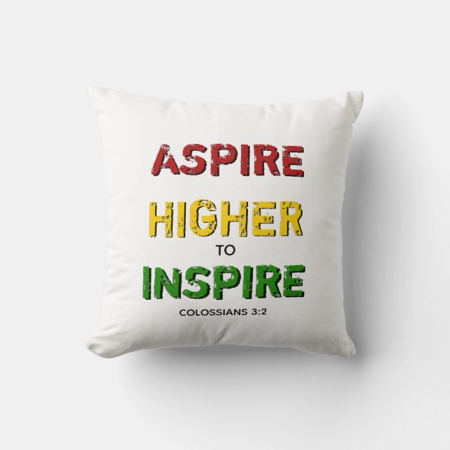 Coussin ASPIRE PLUS HAUT POUR INSPIRER BHM Motivationnel (Recto)
