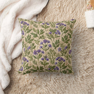 Coussin Astéracées sauvages violettes Botanique