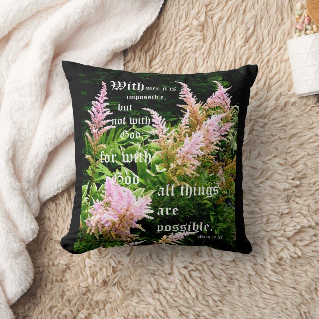 Coussin Astilbe with Mark 10:27 (Couverture)