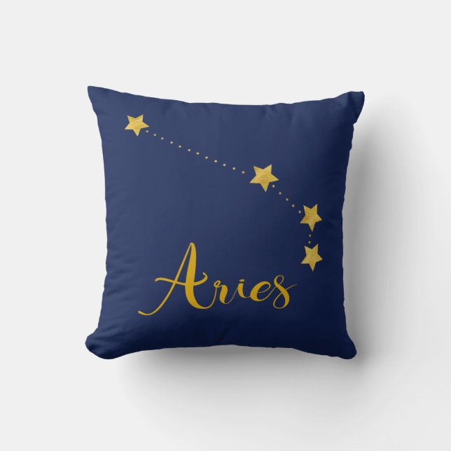 Coussin Astrologie d'Aries avec constellation d'étoiles (Recto)