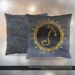 Coussin Astrologie Zodiaque foncée : Scorpio Noir & Or