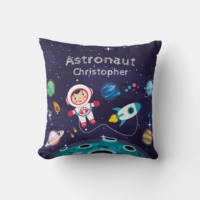 Coussin Astronaut child on the moon, monogrammed name (Recto)