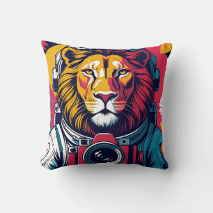 Coussin Astronaute Lion Cosmique Coussin d'Art S