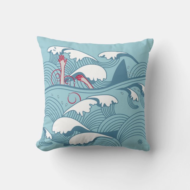 Coussin "Attaque de requin" Jeu d'oreiller (Recto)
