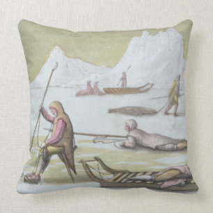 Coussin Attendant sur la glace, détail de la chasse aux