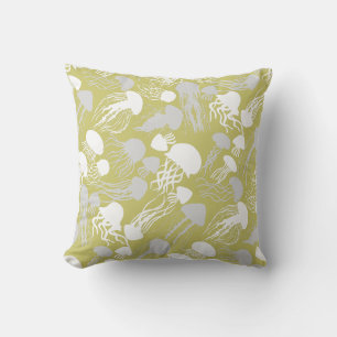 Coussin Attention aux méduses.w.b L Jaune BG