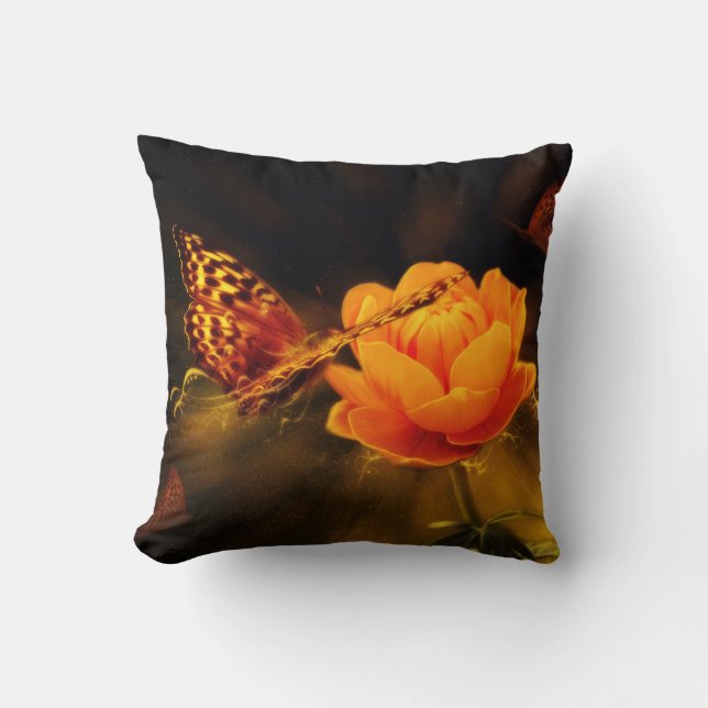 Coussin Atterrissage de papillon sur la fleur (Recto)