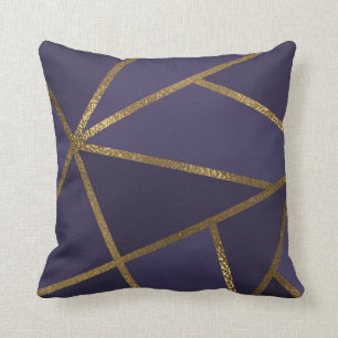 Coussin Aubergine Bronze Géométrique Glam Chic