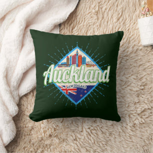 Coussin Auckland Nouvelle-Zélande skyline rétro vintage