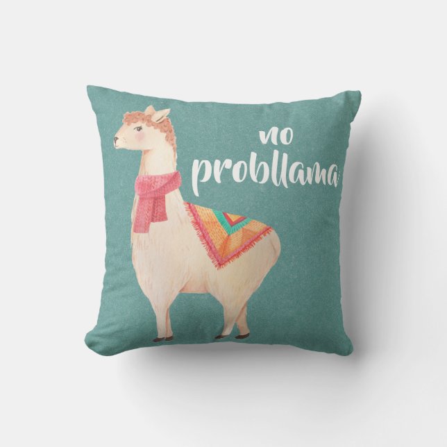 Coussin aucun carreau de lamas d'aquarelle de probllama (Recto)