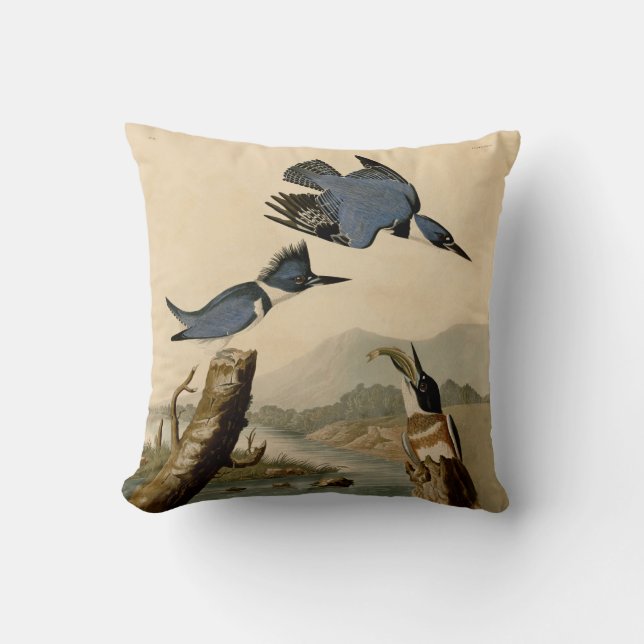 Coussin Audubon Belted Kingfisher Wildlife Bird (Recto)