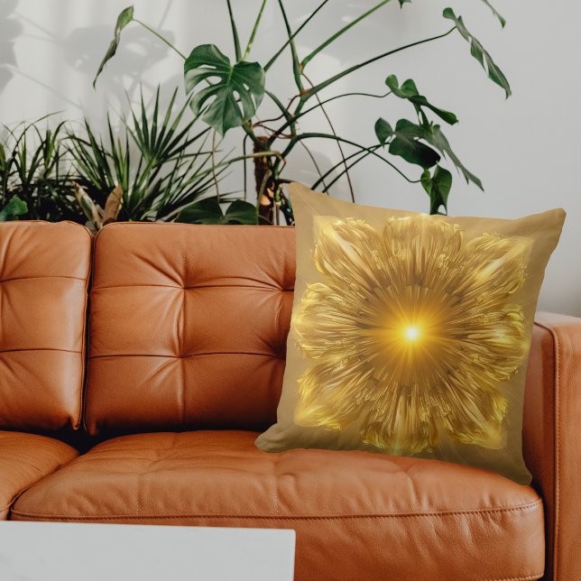 Coussin Aura dorée rayonnante (Créateur téléchargé)