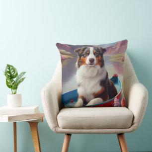 Coussin Australian Shepherd sur une pagaie : Une aventure 