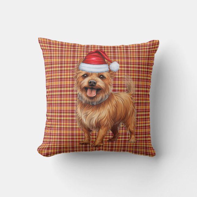 Coussin Australian Terrier Dog Red Plaid Noël Holiday (Recto)