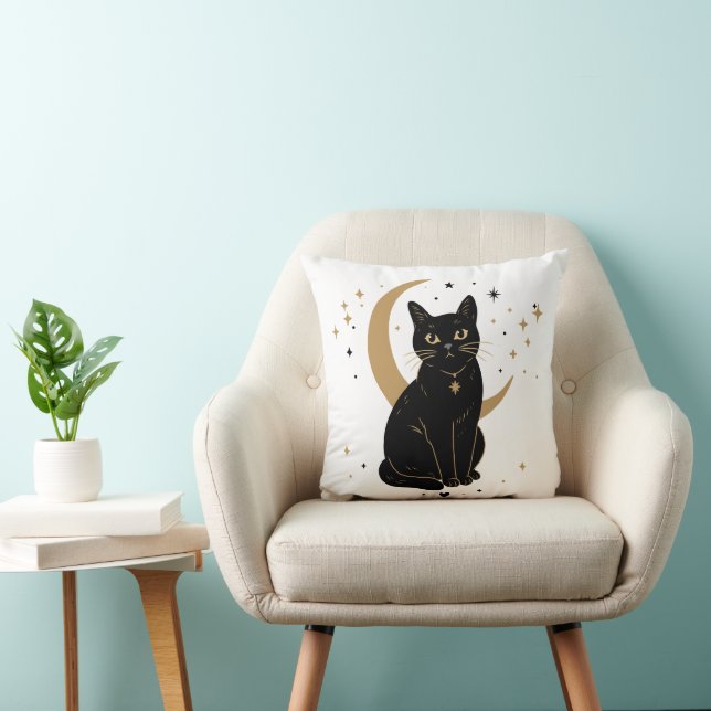 Coussin Autocollant de chat noir (Chaise)