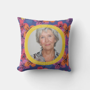 Coussin Autocollant floral bleu coloré élégant pour 60e an