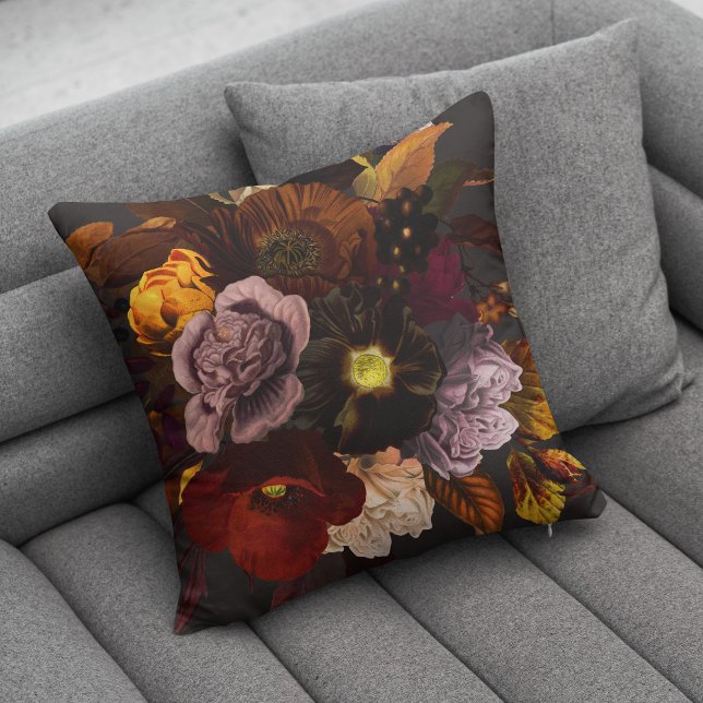 Coussin Automne automne burgundy brun et poussiéreux fleur (Créateur téléchargé)