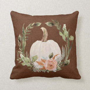 Coussin Automne Citrouille Automne Peach Rust Floral Moss
