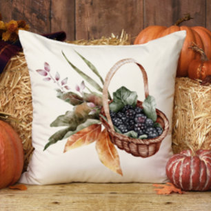 Coussin Automne Corbeille Baies Feuilles Thanksgiving
