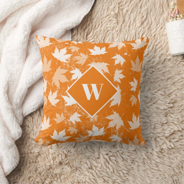 Coussin Automne Feuilles Motif Monogramme (Couverture)