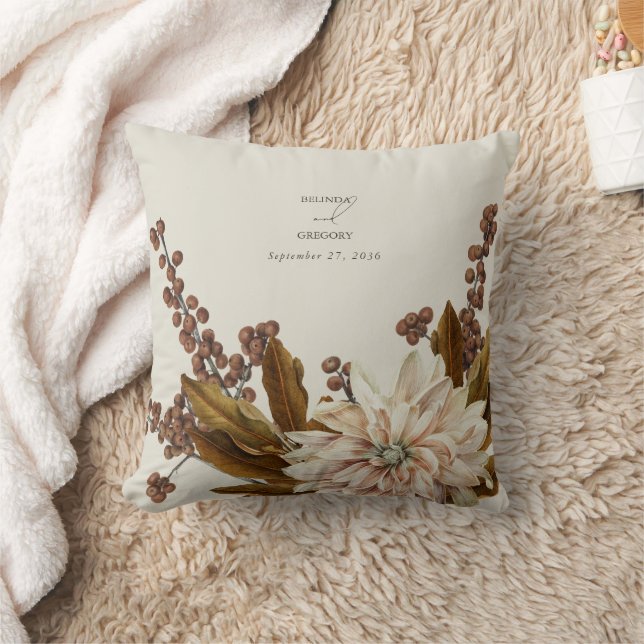 Coussin Automne Floral Tones Terre Aquarelle Mariage de au (Couverture)