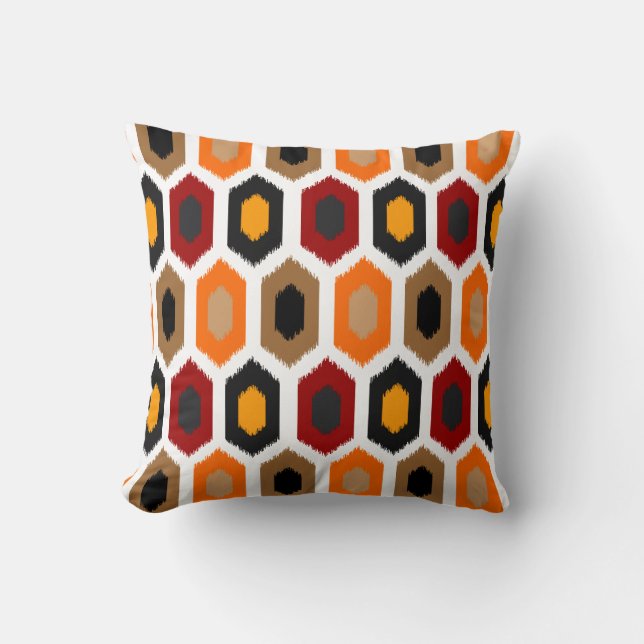 Coussin Automne géométrique moderne Ikat (Recto)