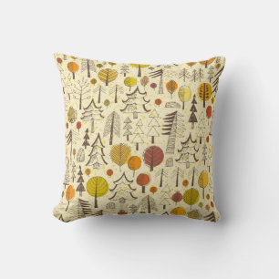 Coussin Automne. Motif sans couture avec forêt, dos d'auto