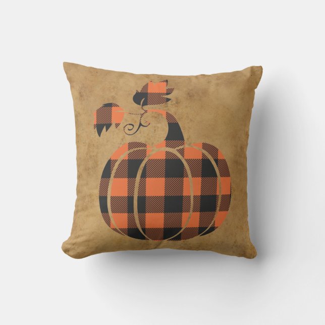 Coussin Automne Orange Et Noir Plaid Automne Citrouille (Recto)