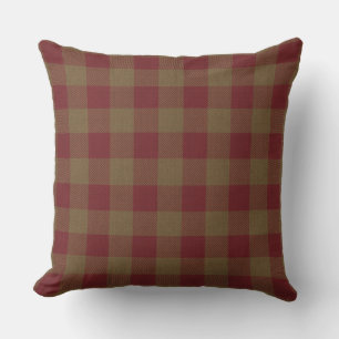 Coussin Automne Primitif Rustique Cabine Rouge Check Plaid