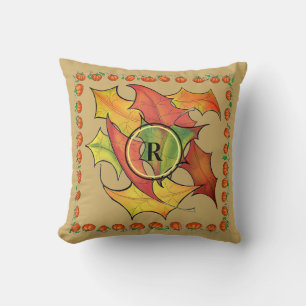 Coussin Automne quitte la frontière Citrouille Monogramme