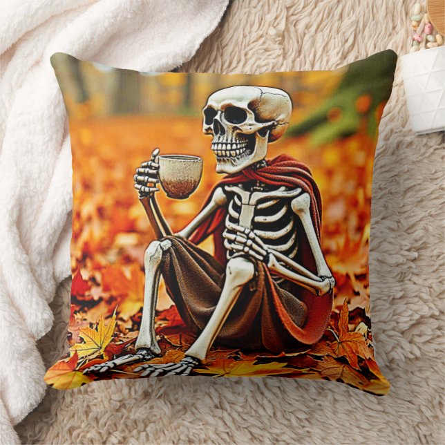 Coussin Automne Skeleton Café Break Design (Couverture)