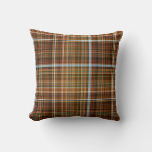 Coussin Automne Sycamore Brown, vert et bleu plaid