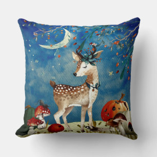 Coussin Automne Woodland Friends Deer Forest Illustration