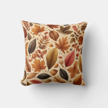Autumn Leaves Seamless Motif Thlow Pillow