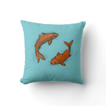 Coussin avec carpes nageuses