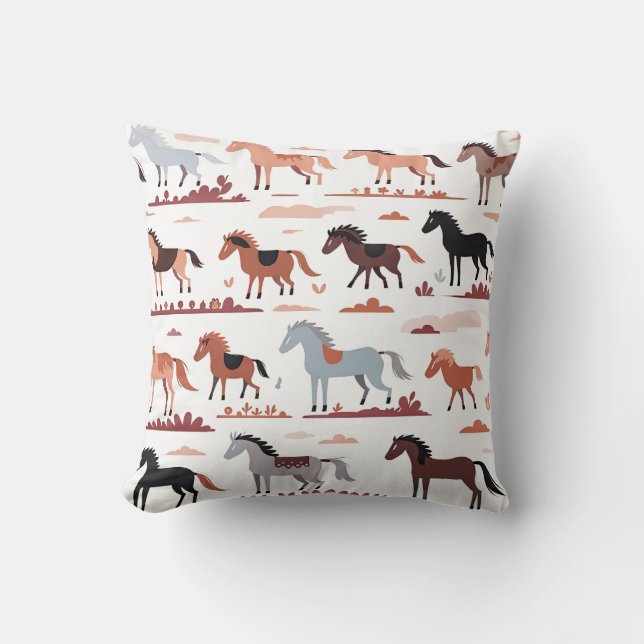 Coussin avec chevaux abstraits. (Recto)