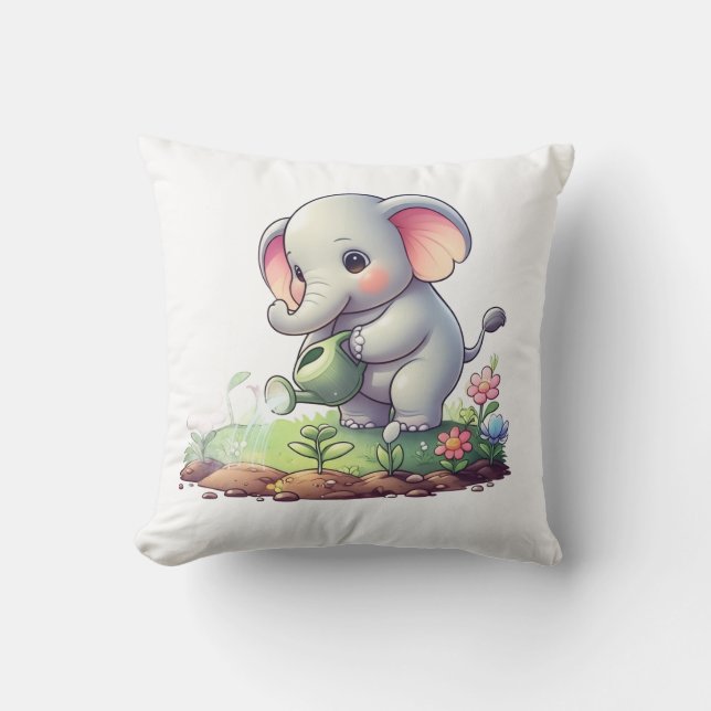 Coussin avec design d'éléphant mignon (Recto)
