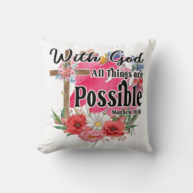 Coussin Avec Dieu Toutes Les Choses Sont Possibles Bible C (Recto)