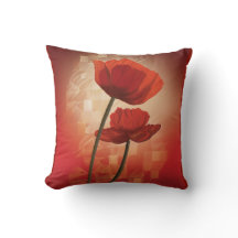 Coussin avec le pavot de la Chine