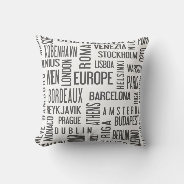 Coussin avec les villes européennes (Recto)