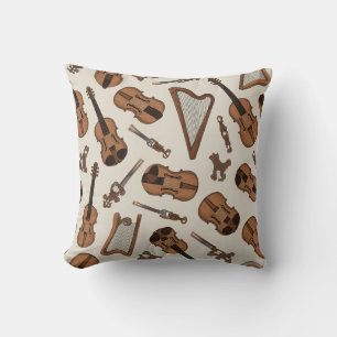 Coussin avec motif d'instrument à cordes