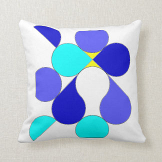 Coussin avec motif géométrique bleu et jaune