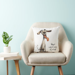Coussin Avec un texte personnalisé, 🐶whippet fou 🤪