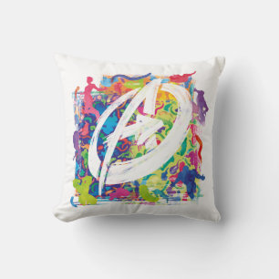 Coussin Avengers   Logo Silhouette Graffiti Coloré